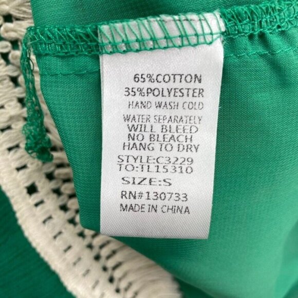 Umgee Womens Tunic Dress Size Small Kelly Green Crochet Flowers Fringe Hems Boho - Picture 6 of 7